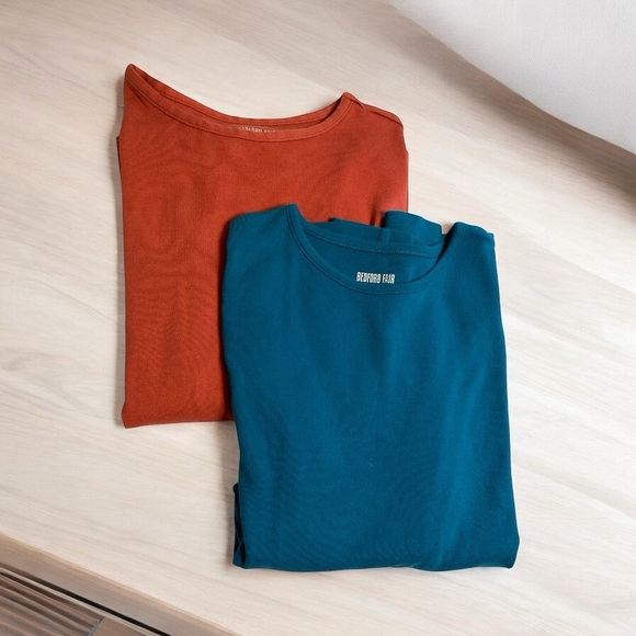Bedford Fair Teal and Rust long sleeve t-shirts Tops large - Picture 2 of 9